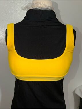 Yellow Scoop Neck Women's Crop Tank Top